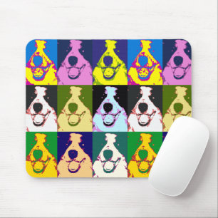 Colourful Retro Border Collie Pop Art Mouse Mat