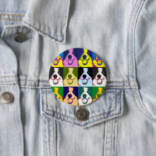 Colourful Retro Border Collie Pop Art Round 7.5 Cm Round Badge