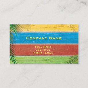 Colourful Retro Business Card with Palm Leaves