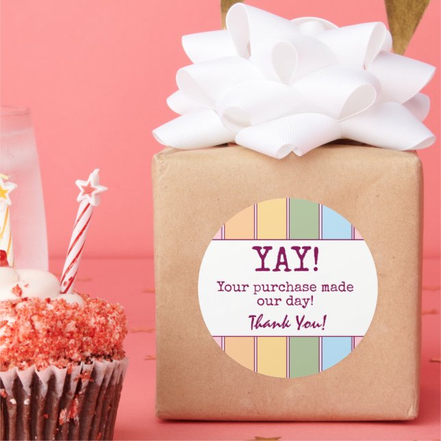 Colourful Retro Business Thank You  Classic Round Sticker (Party)