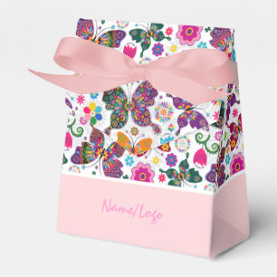Colourful Retro Butterflies And Flowers Pattern Favour Box