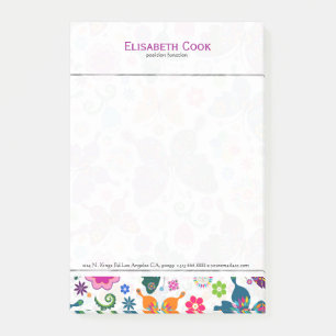 Colourful Retro Butterflies & Flowers Pattern Post-it Notes