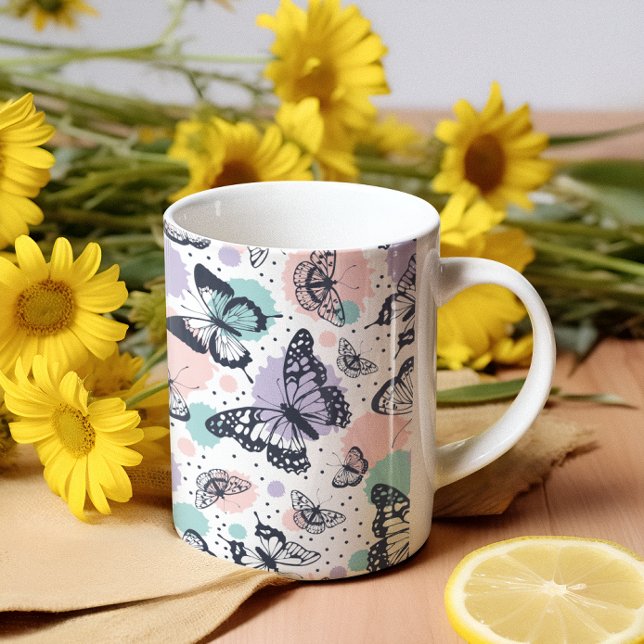 Colourful retro butterflies pattern. coffee mug (Creator Uploaded)