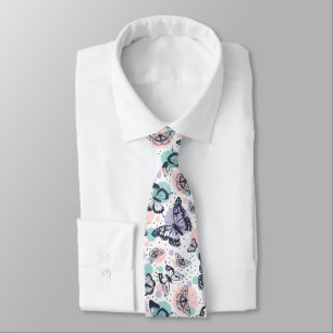 Colourful retro butterflies pattern tie
