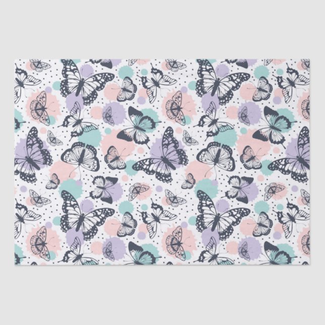 Colourful retro butterflies pattern tissue paper (Front)