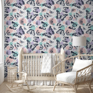 Colourful retro butterflies pattern. wallpaper