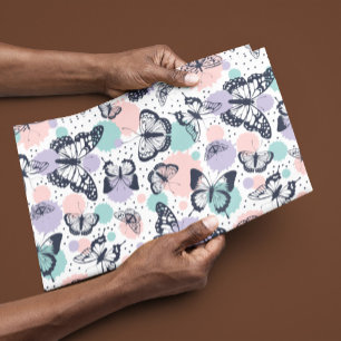 Colourful retro butterflies pattern wrapping paper