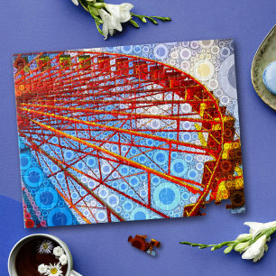 Colourful Retro Carnival Ferris Wheel Pop Art Jigsaw Puzzle