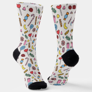 Colourful Retro Cartoon Candy Pattern Socks