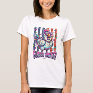 Colourful Retro Cartoon Chicken with Heart Glasses T-Shirt