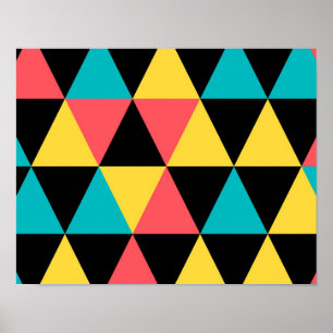 Colourful, retro cheerful geometric graphic patter poster