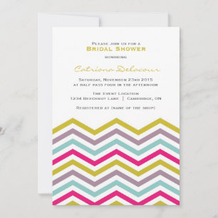 Colourful Retro Chevron Bridal Shower Invitation