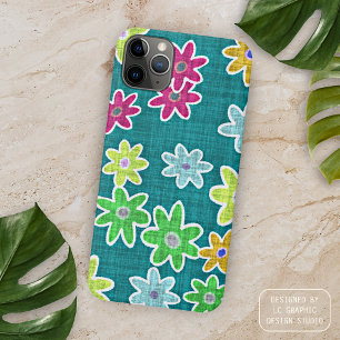 Colourful Retro Chic Bohemian Floral Art Pattern iPhone 15 Pro Max Case
