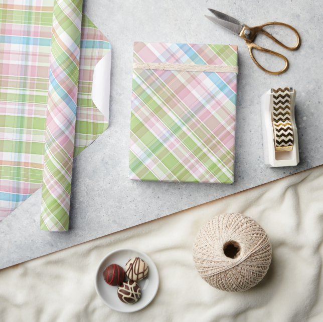Colourful Retro Chic Clan Tartan Plaid Pattern Wrapping Paper (Crafts)