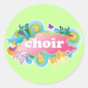 Colourful Retro Choir Design Gift Classic Round Sticker