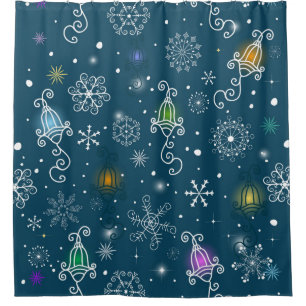 Colourful Retro Christmas Lights Pattern Shower Curtain