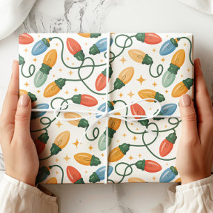 Colourful Retro Christmas Lights Wrapping Paper