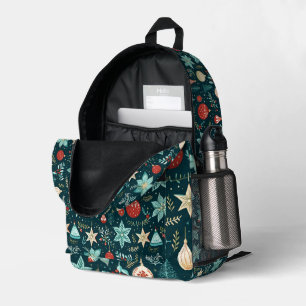 Colourful retro Christmas Pattern Printed Backpack