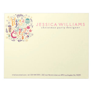 Colourful Retro Christmas Wreath Text Design Notepad