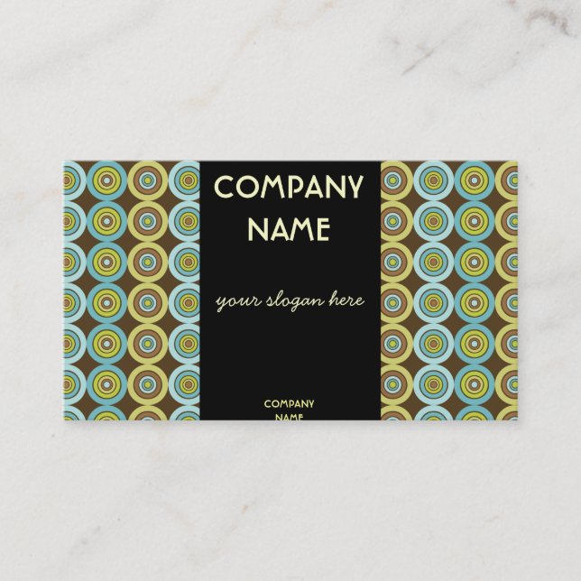 Colourful Retro Circles Business Card (Front)