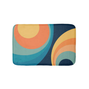 Colourful retro circles design bath mat
