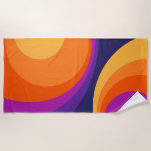 Colourful retro circles design beach towel