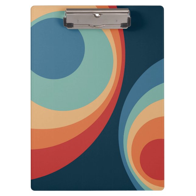 Colourful retro circles design clipboard (Front)
