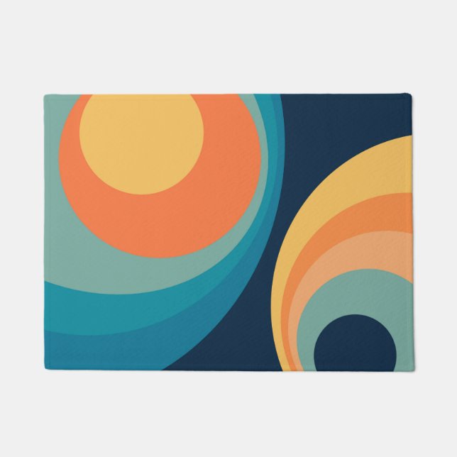 Colourful retro circles design doormat (Front)