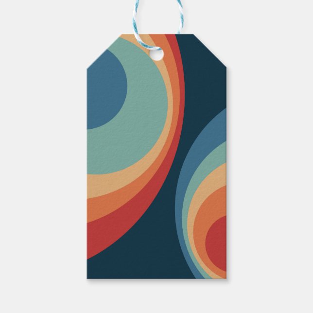 Colourful retro circles design gift tags (Front)