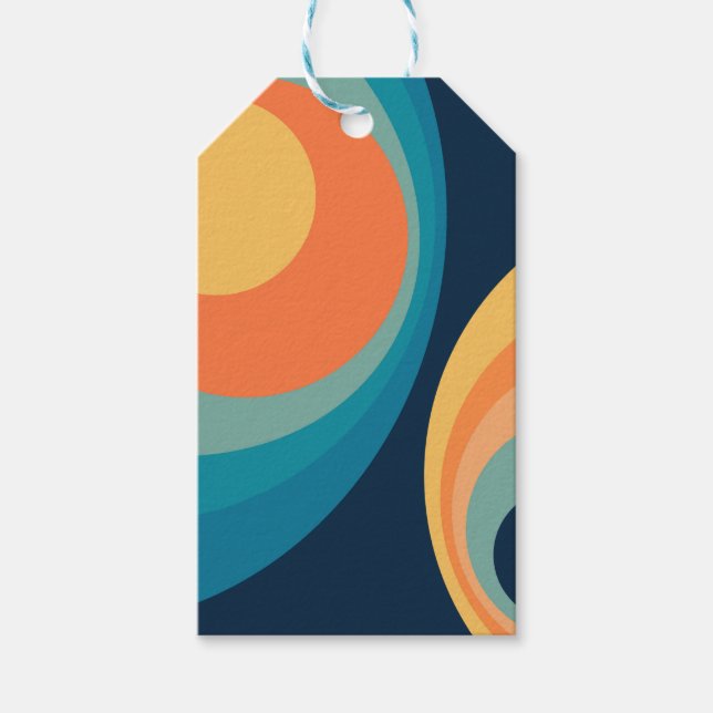 Colourful retro circles design gift tags (Front)