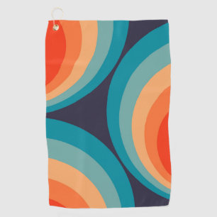 Colourful retro circles design golf towel
