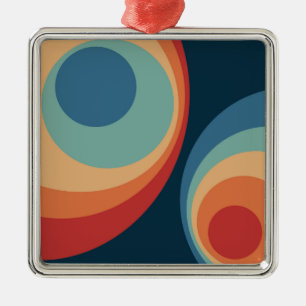 Colourful retro circles design metal tree decoration