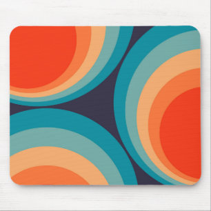 Colourful retro circles design mouse mat
