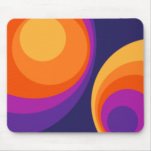 Colourful retro circles design mouse mat