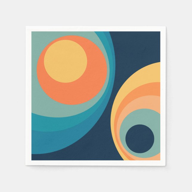 Colourful retro circles design napkin (Front)