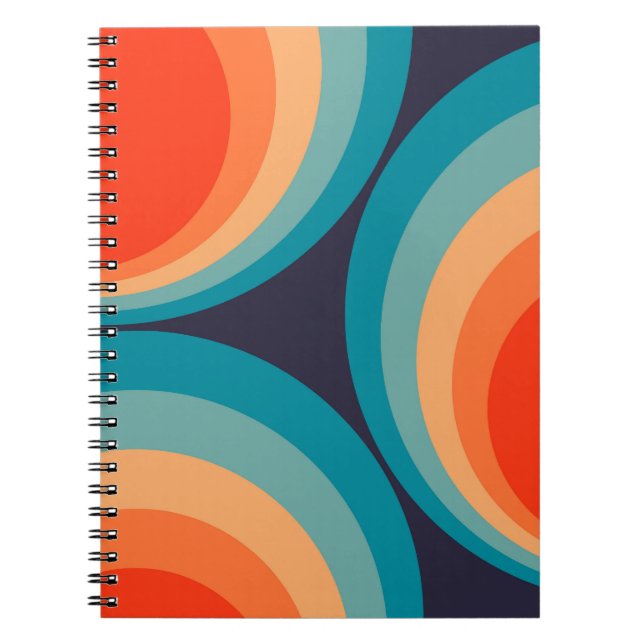 Colourful retro circles design notebook (Front)