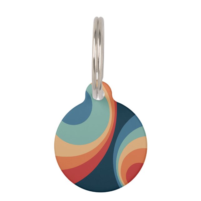 Colourful retro circles design pet tag (Front)