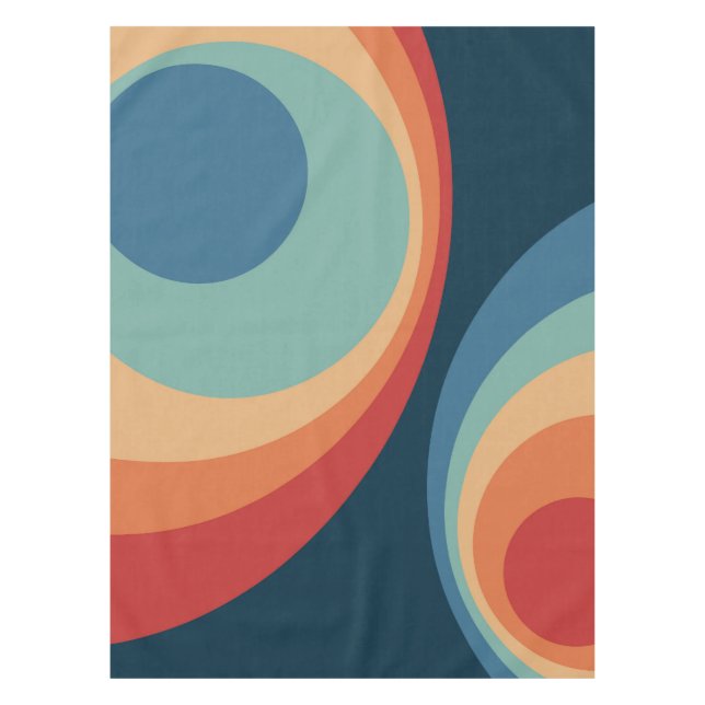 Colourful retro circles design tablecloth (Front)