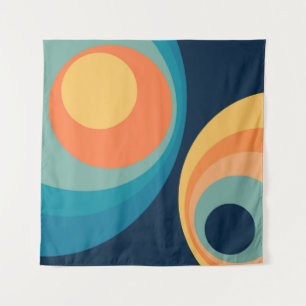 Colourful retro circles design tapestry