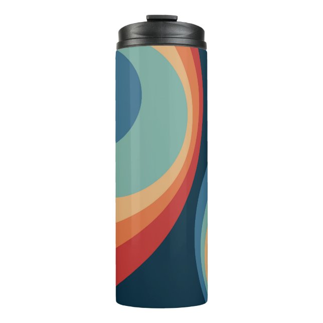 Colourful retro circles design thermal tumbler (Front)