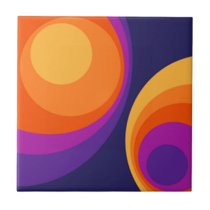 Colourful retro circles design tile