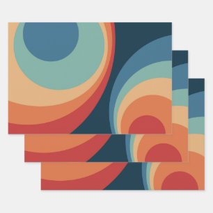 Colourful retro circles design wrapping paper sheet