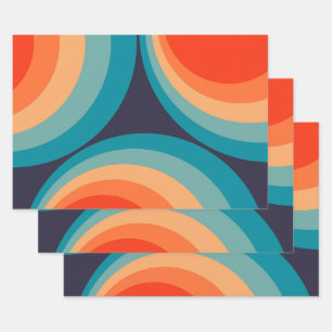 Colourful retro circles design wrapping paper sheet