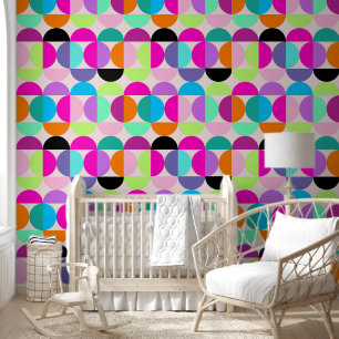 Colourful Retro Circles Mid Century Modern Abstrac Wallpaper