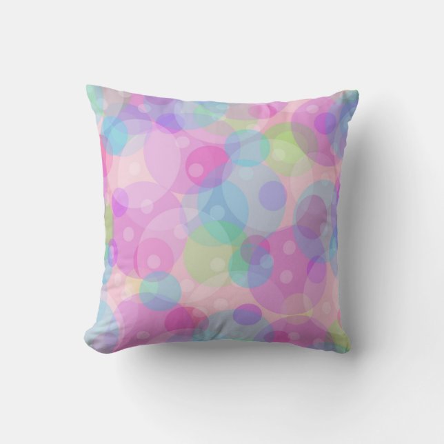 Colourful Retro Circles Pattern Cushion (Front)