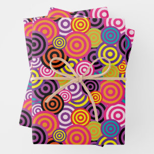 Colourful Retro Circles Pop Art Seamless Pattern Wrapping Paper Sheet