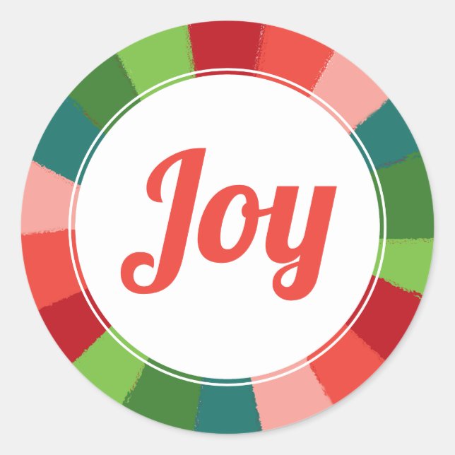 Colourful Retro Colour Wheel Joy Christmas Holiday Classic Round Sticker (Front)