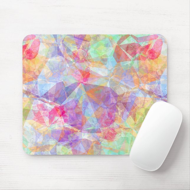 Colourful Retro Cool Polygon Mosaic Art Pattern Mouse Mat (With Mouse)