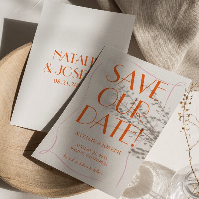 Colourful Retro Cute Bright Vintage Unique Wedding Save The Date (Creator Uploaded)