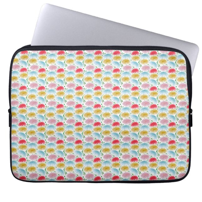 Colourful Retro Daisy Floral Pattern Whimsical  Laptop Sleeve (Front)